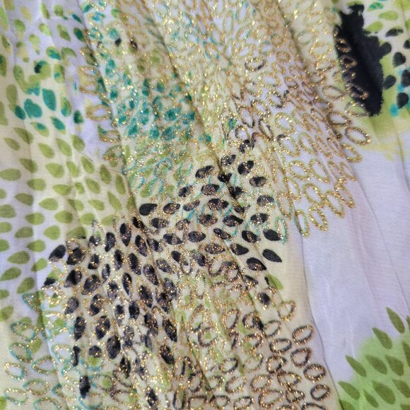 Cato Womens XL Peasant Flowy Top Boho Festival Spring Summer Green Blue Floral - Picture 5 of 11